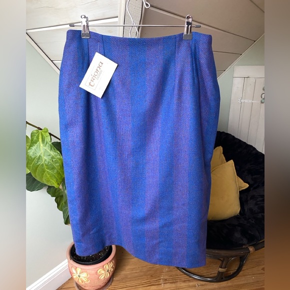 NWT Triona Design Donegal Wool Tweed Pencil Skirt UK 18 Blue Purple - Picture 5 of 13
